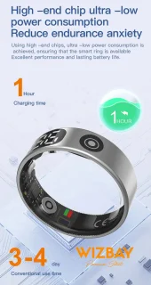 WizBay Premium Select Zilver Touch LED Smart Ring Oplaad Case