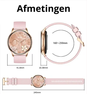 Xelar AMOLED Smartwatch Dames RVS Siliconen Goud Roze