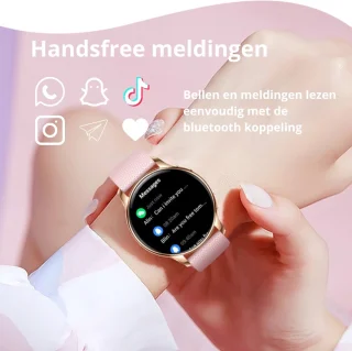 Xelar AMOLED Smartwatch Dames RVS Siliconen Goud Roze