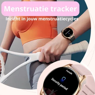 Xelar AMOLED Smartwatch Dames RVS Siliconen Goud Roze
