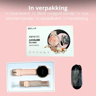 Xelar AMOLED Smartwatch Dames RVS Siliconen Goud Roze