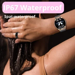 Xelar AMOLED Smartwatch Dames RVS Siliconen Goud Roze