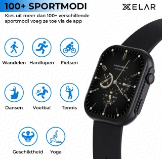 Xelar Slim Smartwatch Zwart