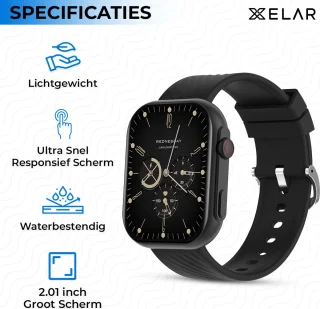 Xelar Slim Smartwatch Zwart
