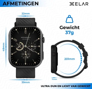Xelar Slim Smartwatch Zwart
