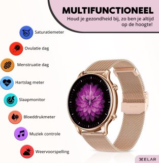 Xelar Smartwatch Dames Rose Goud