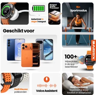 Xssive Smartwatch 47 mm Titanium Zwart Heren