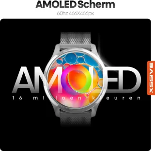 Xssive Smartwatch Unisex AMOLED Bluetooth 5.3 Met 2 Bandjes