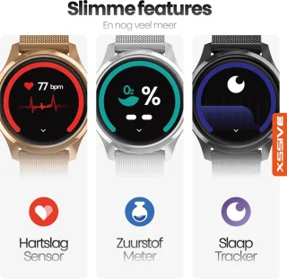 Xssive Smartwatch Unisex AMOLED Bluetooth 5.3 Met 2 Bandjes