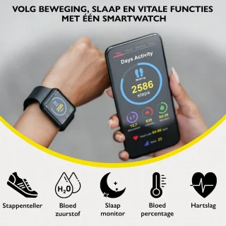 Zoluko Smartwatch Zwart met Reserve Armbandje