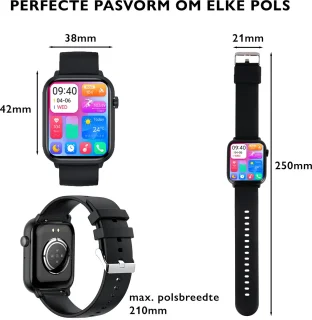 Zoluko Smartwatch Zwart met Reserve Armbandje