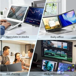 Draagbare monitor 14 inch FHD 1080P IPS met dubbele schermfunctie voor laptops van 13-17 inch