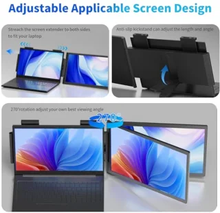 Draagbare monitor 14 inch FHD 1080P IPS met dubbele schermfunctie voor laptops van 13-17 inch