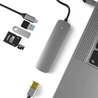 USB-C-adapterhub – 6-in-1 USB-C naar HDMI 4K, USB-A 3.0, USB-A 2.0 en SD/TF-kaartlezer - USB-dockingstation – Compatibel met datacenters Geschikt voor MacBook, iPad Air/Pro, Dell, HP, Samsung en meer.