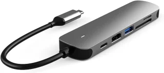 USB-C-adapterhub – 6-in-1 USB-C naar HDMI 4K, USB-A 3.0, USB-A 2.0 en SD/TF-kaartlezer - USB-dockingstation – Compatibel met datacenters Geschikt voor MacBook, iPad Air/Pro, Dell, HP, Samsung en meer.