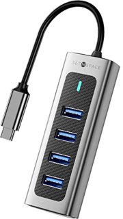 De USB C-hub 4 poorten Aluminium USB 3.0 Hub voor Laptop en Tablet Grijs in één oogopslag