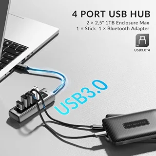 USB C-hub 4 poorten Aluminium USB 3.0 Hub voor Laptop en Tablet Grijs