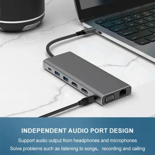 14 in 1 USB C Hub - Dockstation | HDMI | VGA | Ethernet | USB 3.0 | TF | SD | 15 W Wireless Charging