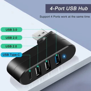 4-poorts USB 3.0-hub [90°/180° draaibaar], USB-verlengkabel geschikt voor laptops, auto's, Mac Pro, iMac, MacBook Air, MacBook Pro, MacBook, enz.