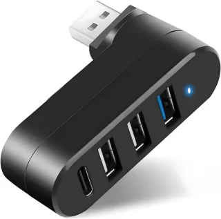 4-poorts USB 3.0-hub [90°/180° draaibaar], USB-verlengkabel geschikt voor laptops, auto's, Mac Pro, iMac, MacBook Air, MacBook Pro, MacBook, enz.