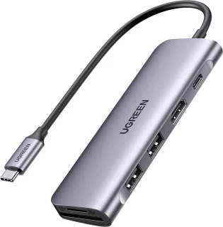 UGREEN 6-in-1 USB C PD-Adapter 6 poorten USB-combi-hub Grijs