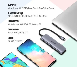 UGREEN 6-in-1 USB C PD-Adapter 6 poorten USB-combi-hub Grijs