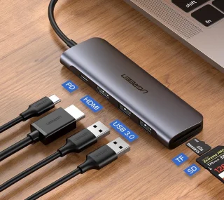UGREEN 6-in-1 USB C PD-Adapter 6 poorten USB-combi-hub Grijs