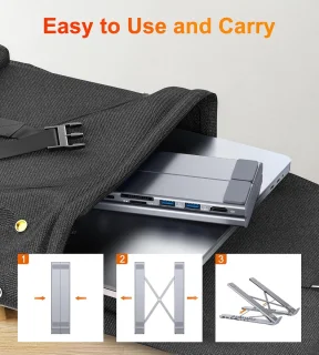 ANMI - Laptop dockingstationstandaard - 4K HDMI - 8 in 1 USB C Hub PD 100W/ USB 3.0/ TF/SD-kaartlezer - Tablet Dock Station voor MacBook Pro/Air, Dell, HP, Lenovo ThinkPad, Dell, HP, ASUS, Chromebook