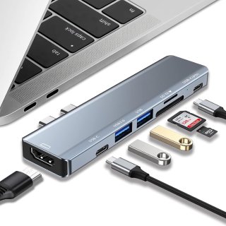 De 7-in-2 USB-C-hub geschikt voor MacBook Air Pro M1, MacBook Pro 13-inch, 15-inch en 16-inch, en MacBook Air in één oogopslag