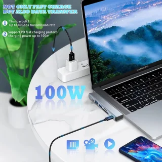 7-in-2 USB-C-hub geschikt voor MacBook Air Pro M1, MacBook Pro 13-inch, 15-inch en 16-inch, en MacBook Air
