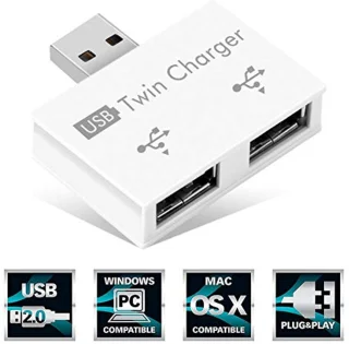 2-Port USB Hub - Compact Dual USB Socket Adapter voor Laptops en Desktops