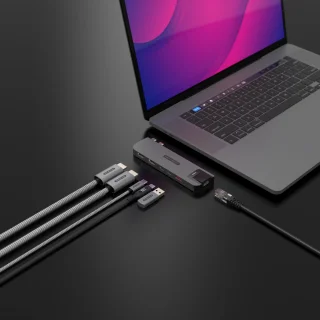 Sitecom - Multiport hub - 6 in 2 - Macbook - Gray - Macbook Pro - 100W - 10 Gbps - 4K 60Hz
