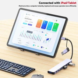 USB C Hub USB Splitter 8 in 1 USB Extender met 4 USB-poorten 1 USB-C-connector TF/SD-kaartlezer 3,5 mm audio-uitgang Geschikt voor MacBook Pro/iPad Pro/iPhone 15/laptop/Galaxy Phone/meer (1 tot 8)