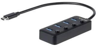 4-poorts USB-C Hub - USB-C naar 4x USB 3.0 Type-A met Individuele Aan/Uit Schakelaars - SuperSpeed 5Gbps