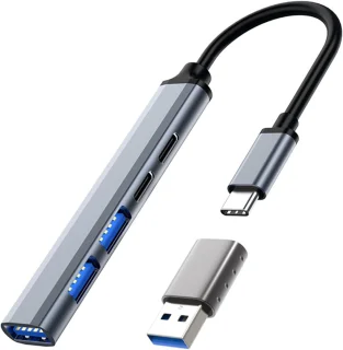 USB C 3.0 Hub, 5-in-1 ultradun dockingstation 65W PD-voeding voor draagbare mini-USB-splitter Datacenter met USB C naar A-adapter Geschikt voor MacBook Pro/Air, iPad Pro, laptops en meer Type-C-apparaten