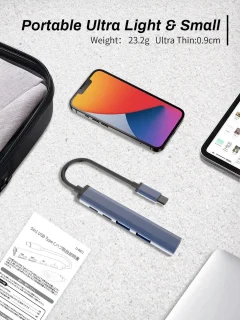 USB C 3.0 Hub, 5-in-1 ultradun dockingstation 65W PD-voeding voor draagbare mini-USB-splitter Datacenter met USB C naar A-adapter Geschikt voor MacBook Pro/Air, iPad Pro, laptops en meer Type-C-apparaten