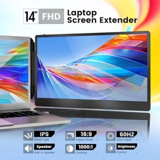 14 inch FHD 1080P IPS Laptop Monitor Extender - Plug and Play for Windows, Mac, Chrome, Android, Xbox, Switch, PS5