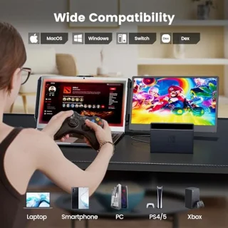 14 inch FHD 1080P IPS Laptop Monitor Extender - Plug and Play for Windows, Mac, Chrome, Android, Xbox, Switch, PS5