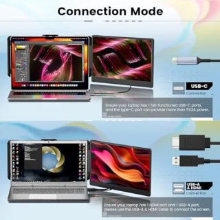14 inch FHD 1080P IPS Laptop Monitor Extender - Plug and Play for Windows, Mac, Chrome, Android, Xbox, Switch, PS5