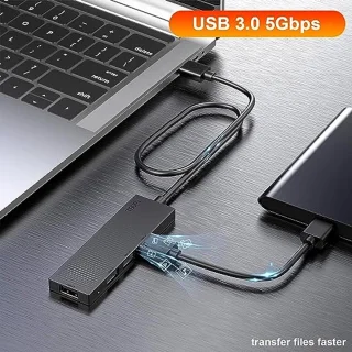 USB 3.0 Hub met 65cm USB Verlengkabel - 5Gbps USB Splitter voor Laptop, PC en Mac