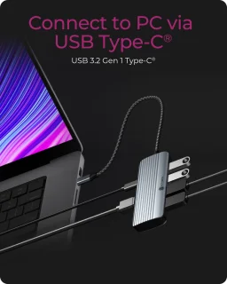 ICY BOX IB-DK4022a-CPD Bedraad USB 3.2 Gen 1 (3.1 Gen 1) Type-C Aluminium, Zilver