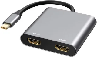 USB C naar Dual HDMI-adapter 4K @60Hz - Type-C-hub met 2 HDMI-dockingstations Geschikt voor laptops/MacBooks/Galaxy S9/S9+ (MST alleen ondersteund op Windows)