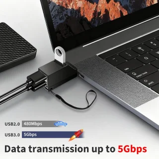 Compacte 3-poorts USB 3.0 hub met 1x USB 3.0 en 2x USB 2.0 poorten voor snelle gegevensoverdracht en opladen