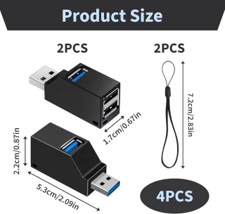 Compacte 3-poorts USB 3.0 hub met 1x USB 3.0 en 2x USB 2.0 poorten voor snelle gegevensoverdracht en opladen