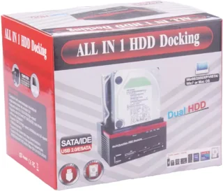All-in-One Dual HDD Docking Station + Kaartlezer - IDE & SATA - Voor 2.5/3.5 HDD & SSD - USB 2.0 - Laptop & Desktop - Offline Kloonfunctie - 892U2IS - Rood