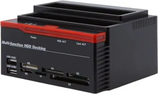 All-in-One Dual HDD Docking Station + Kaartlezer - IDE & SATA - Voor 2.5/3.5 HDD & SSD - USB 2.0 - Laptop & Desktop - Offline Kloonfunctie - 892U2IS - Rood