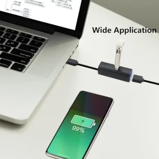 3-poorts USB 3.0 Hub Extender - Mini Aluminium Draagbare Splitter voor Auto's en Mobiele Apparaten