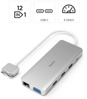Hama USB-C-hub Multiport Voor Apple MacBook Air En Pro 12-poorts