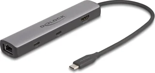 DeLOCK 87865 laptop dock & poortreplicator Bedraad USB 3.2 Gen 2 (3.1 Gen 2) Type-C Zwart, Grijs