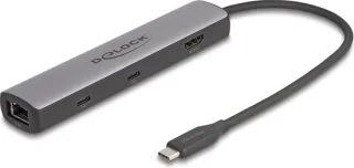 DeLOCK 87865 laptop dock & poortreplicator Bedraad USB 3.2 Gen 2 (3.1 Gen 2) Type-C Zwart, Grijs